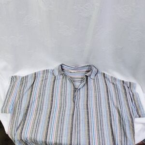 Cotton Bleu Womens Multicolor Stripe Coastal Casual Timeless Short Sleeve Top Lg